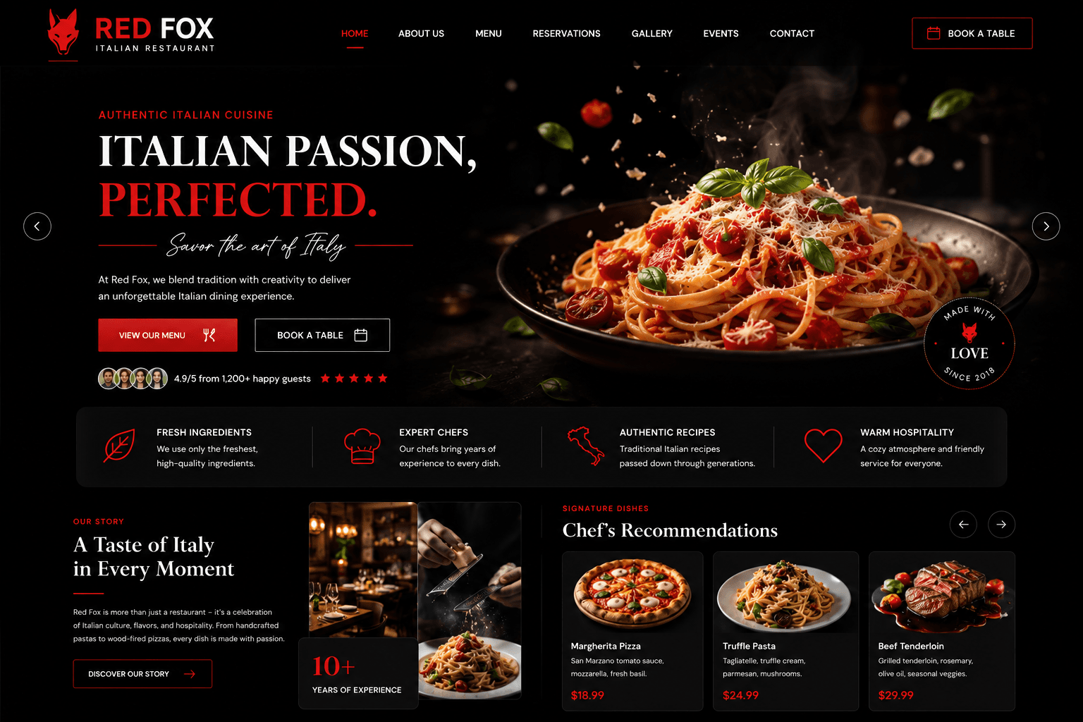 Red Fox Italian Restaurant website